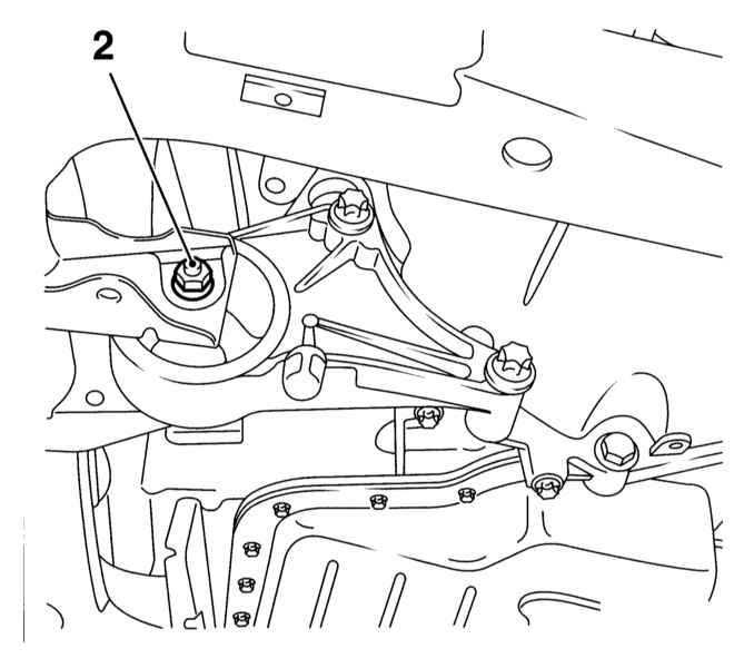 Руководство по замене опор подвески силового агрегата 1 правый кронштейн подвески двигателя с подушкой; 2 рымы для строповки; 3 поперечина задней